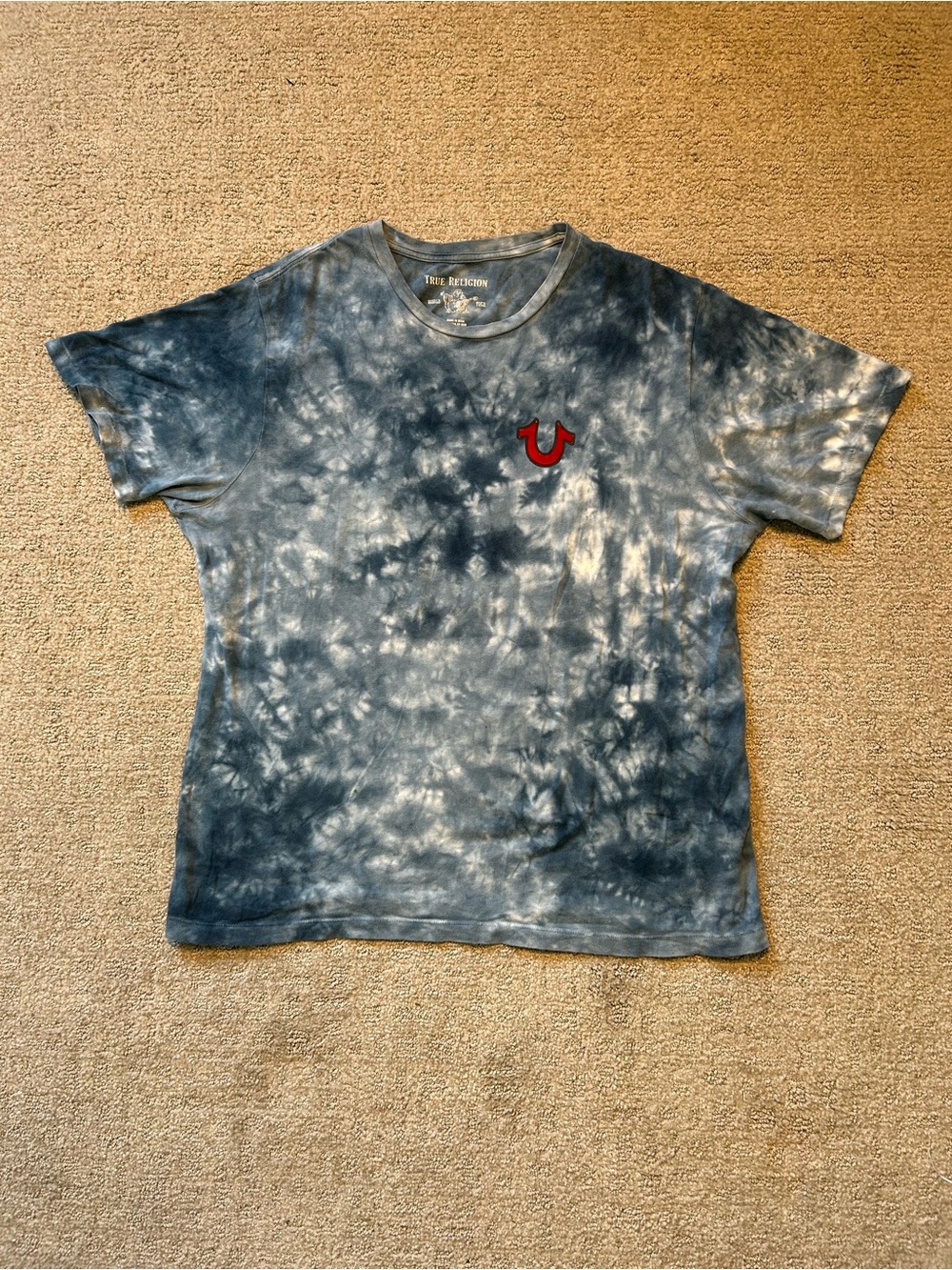 True Religion Shirt Mens Size Medium Tie Dye Buddha Guitar Graphic Crewneck Tee